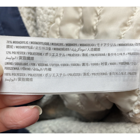 Abercrombie & Fitch Parka Jacket Womens M Navy Sherpa Lined Faux Fur Hood - Picture 5 of 16